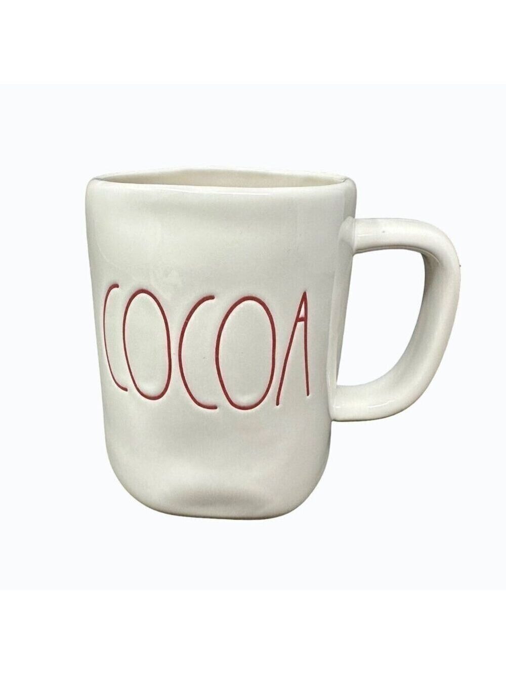 Rae Dunn COCOA Mug Coffee Cup Magenta Ceramic Christmas Farmhouse Holiday Red